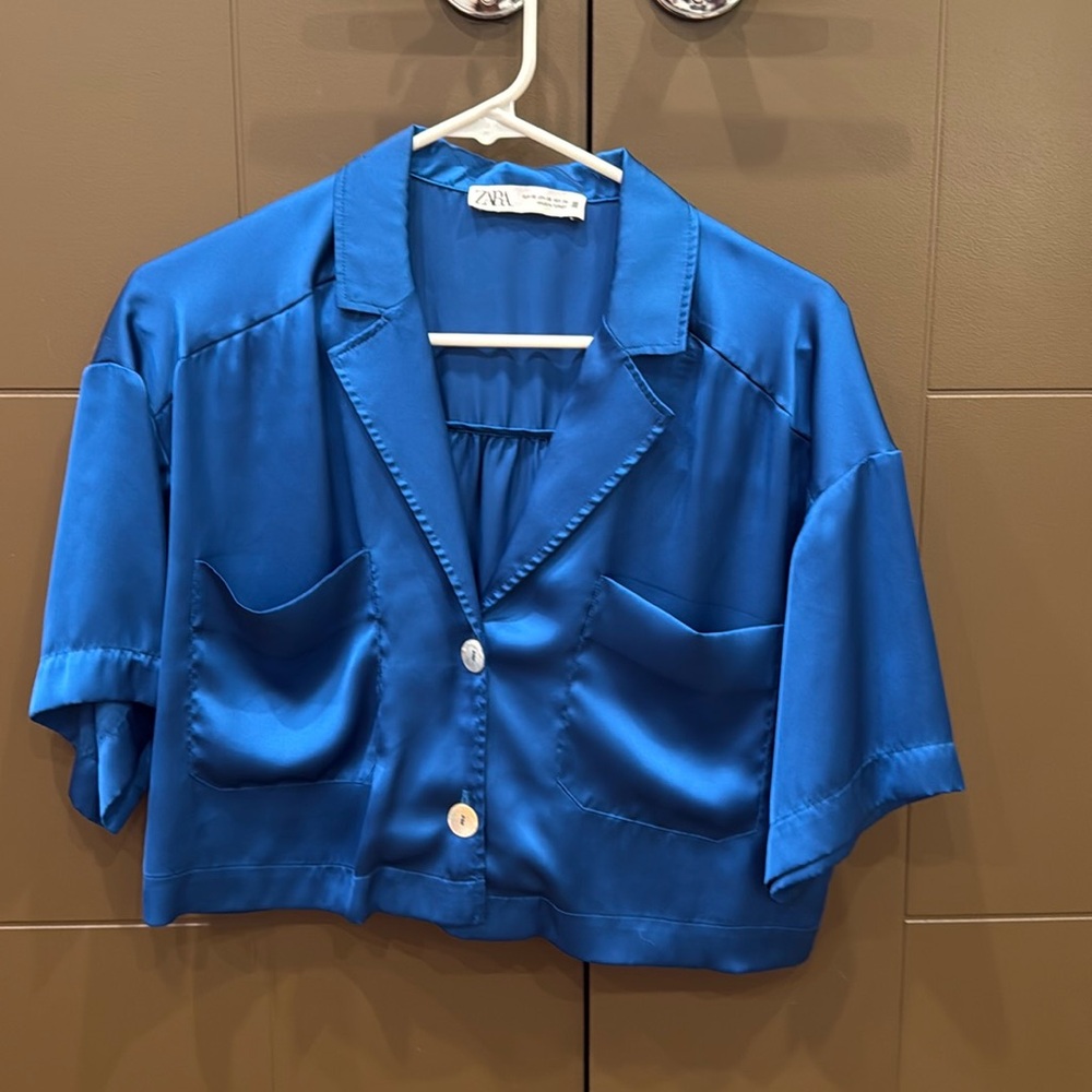 Zara cropped button down shirt - XS